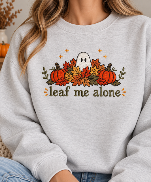 Leaf Me Alone Embroidered Crewneck