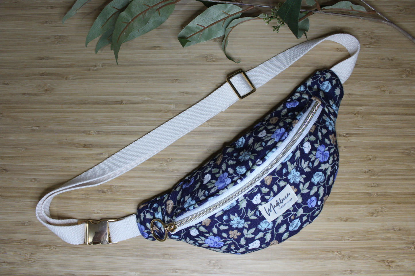 Sac banane fleurit bleu