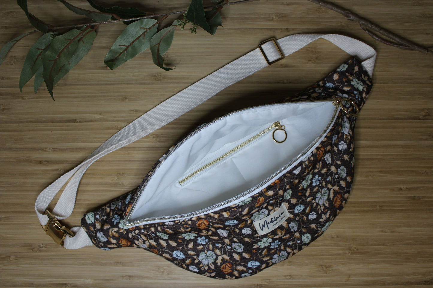 Sac banane fleurit brun