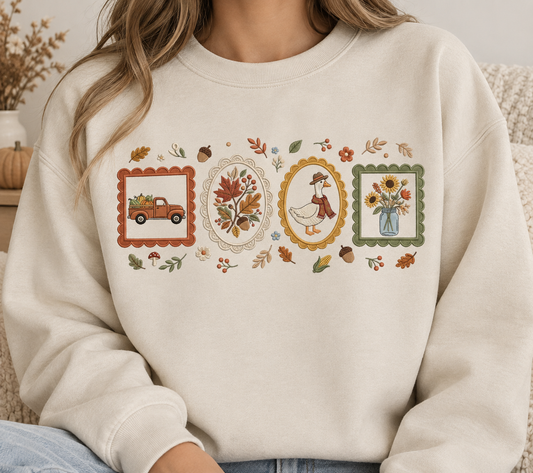 Autumn Combo Embroidered Crewneck