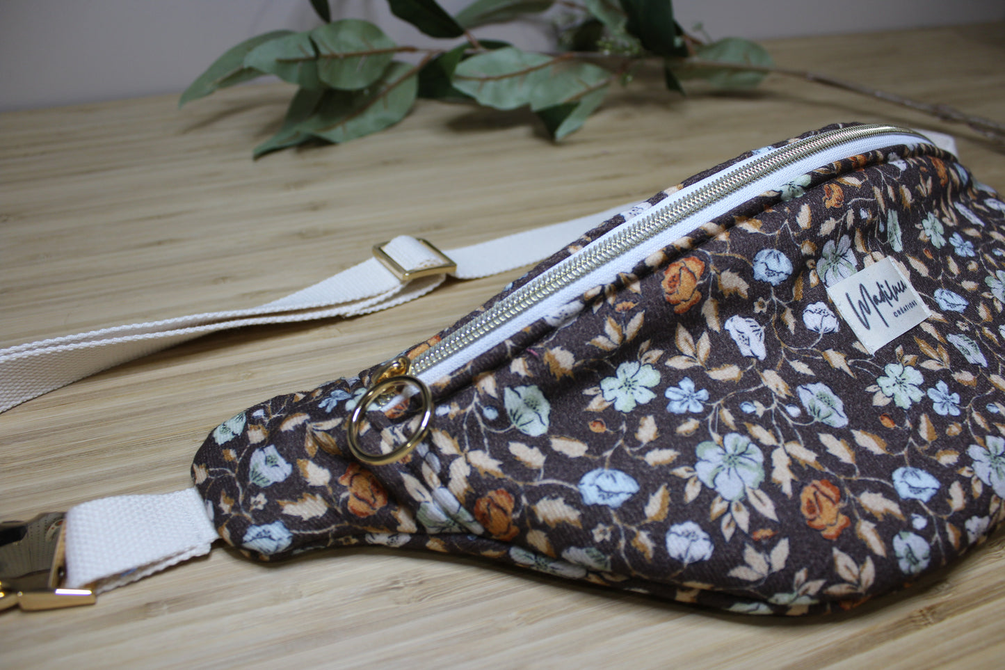 Sac banane fleurit brun