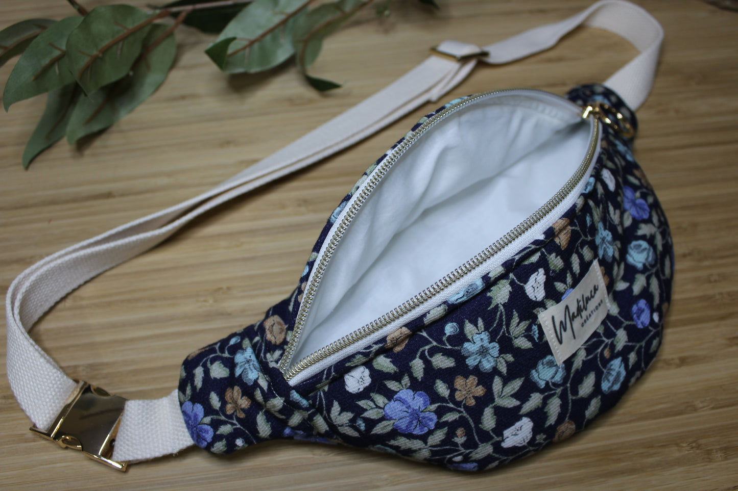 Sac banane fleurit bleu